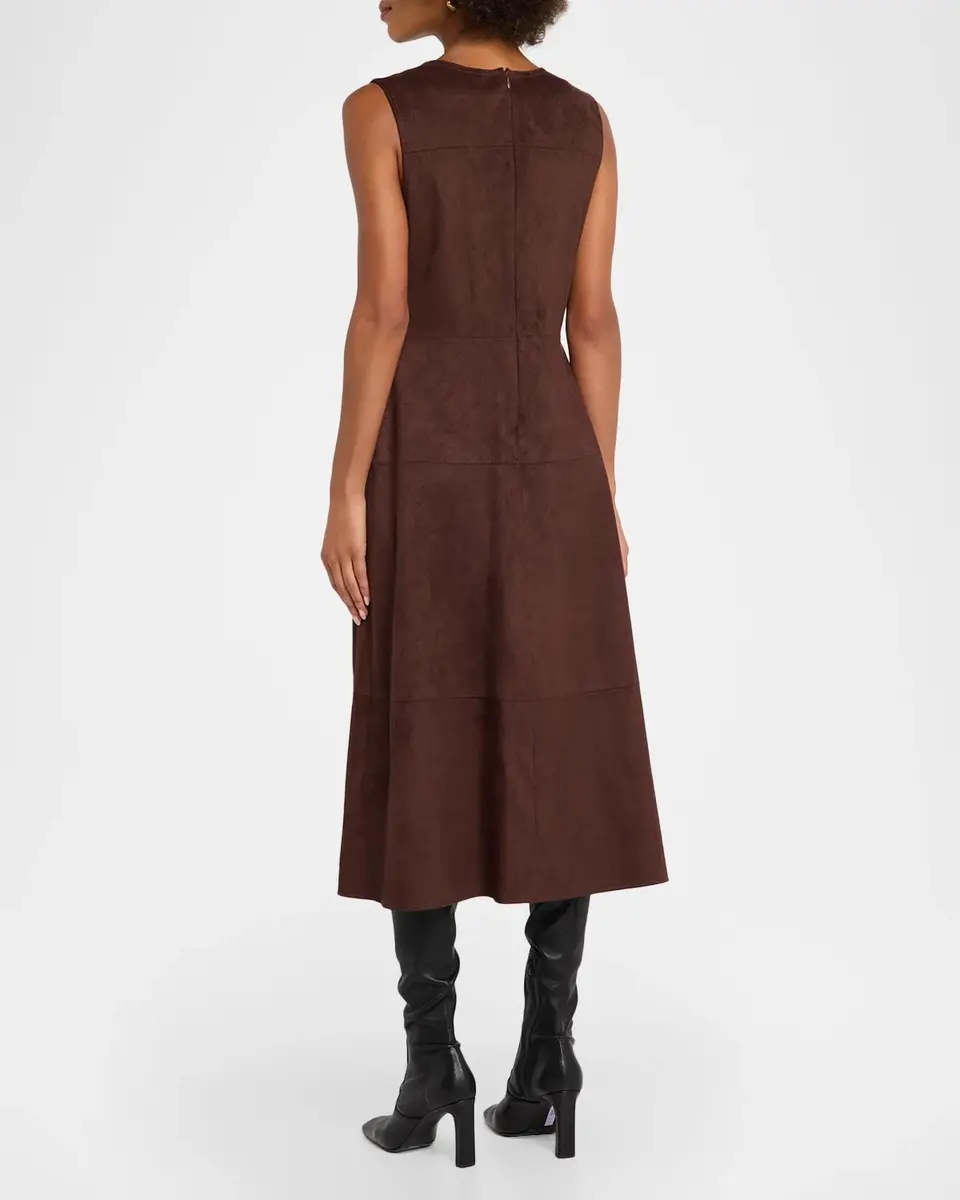Milly Frankie Sleeveless Sueded Midi Dress | Thumbnail 3