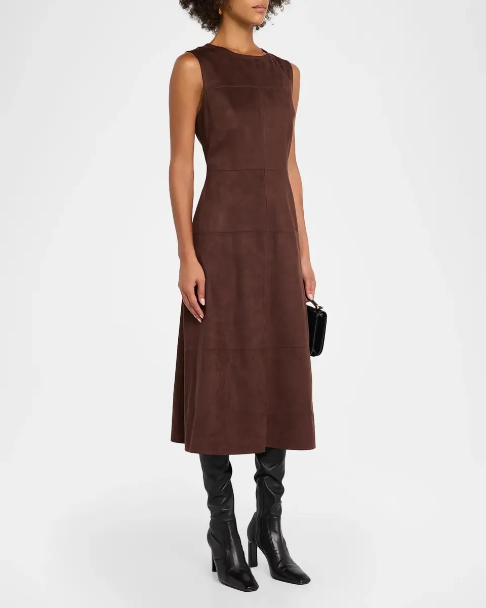 Milly Frankie Sleeveless Sueded Midi Dress | Thumbnail 4