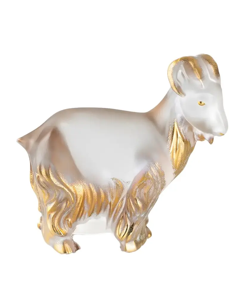 Gold Stamped Crystal Goat Figurine