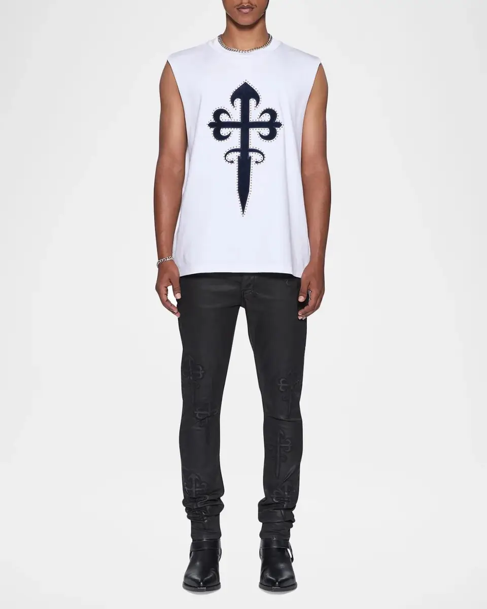 Ksubi Men's Faux Leather Applique Skinny Jeans | Thumbnail 2 Ksubi Men's Faux Leather Applique Skinny Jeans | Thumbnail 2