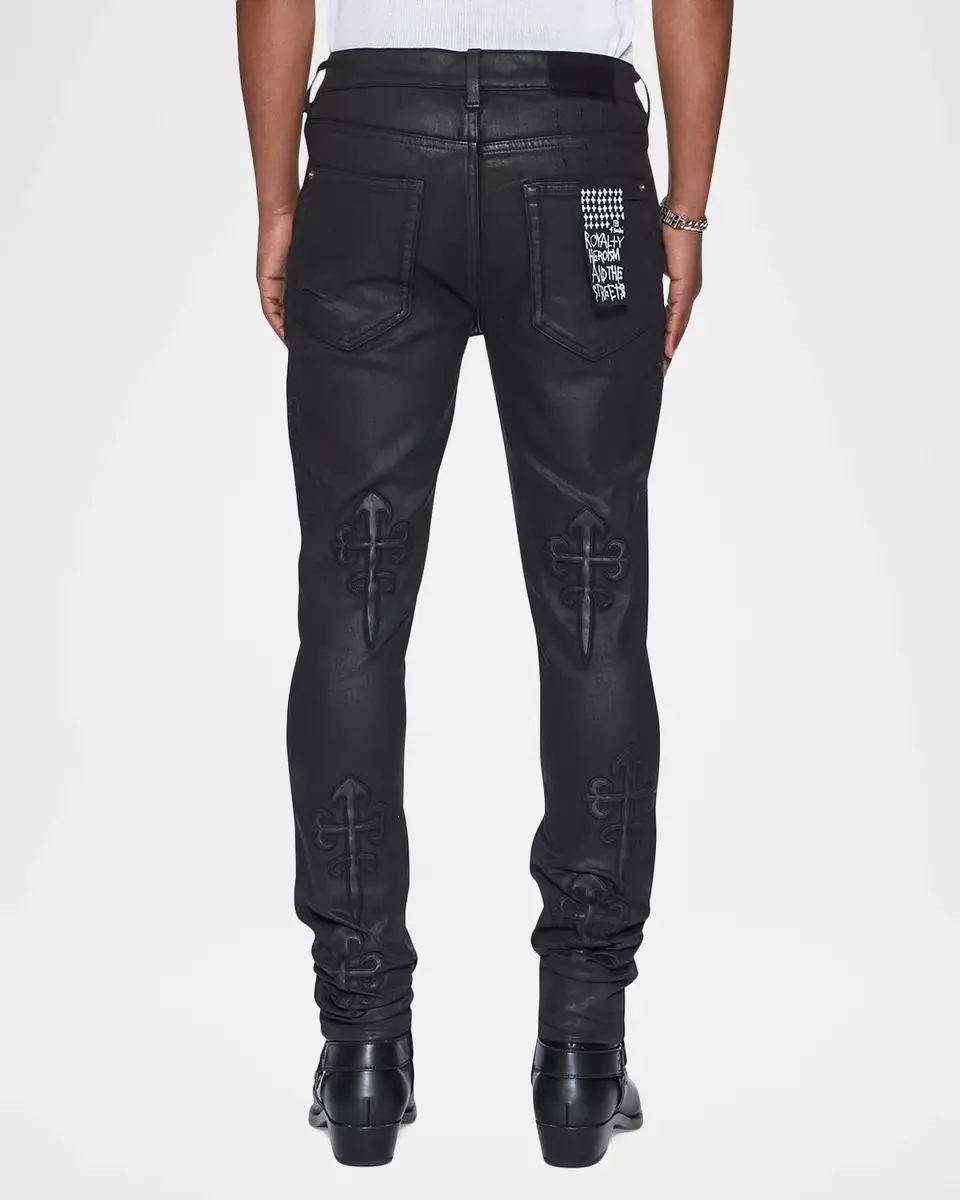 Ksubi Men's Faux Leather Applique Skinny Jeans | Thumbnail 3 Ksubi Men's Faux Leather Applique Skinny Jeans | Thumbnail 3