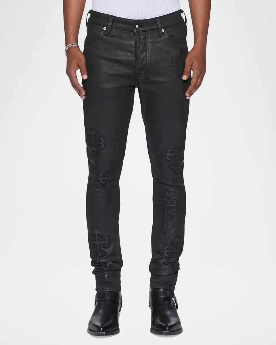 Ksubi Men's Faux Leather Applique Skinny Jeans | Thumbnail 4 Ksubi Men's Faux Leather Applique Skinny Jeans | Thumbnail 4