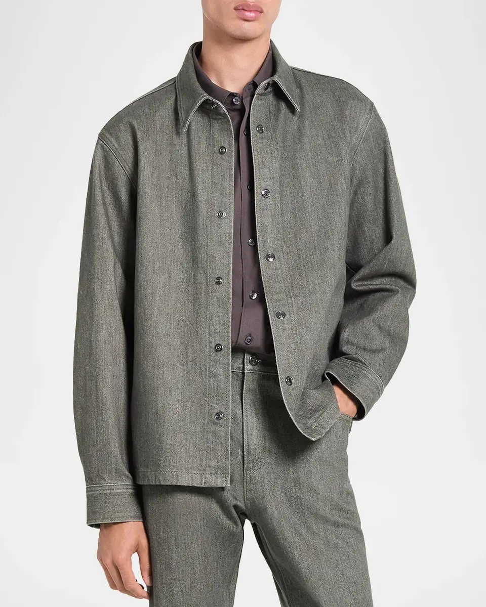 Theory Men's Grey-Wash Denim Overshirt | Thumbnail 4 Theory Men's Grey-Wash Denim Overshirt | Thumbnail 4