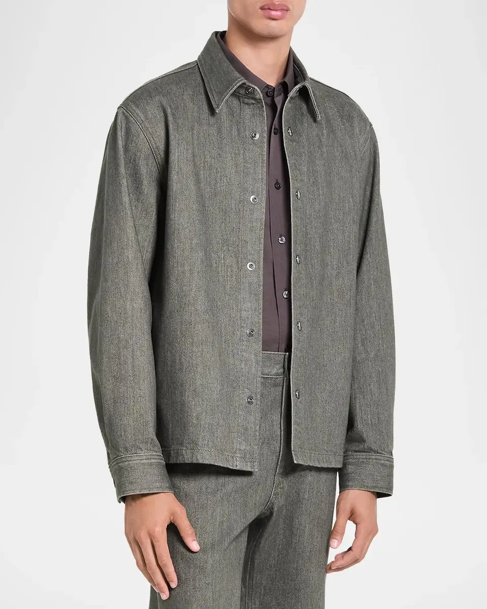 Theory Men's Grey-Wash Denim Overshirt | Thumbnail 6 Theory Men's Grey-Wash Denim Overshirt | Thumbnail 6