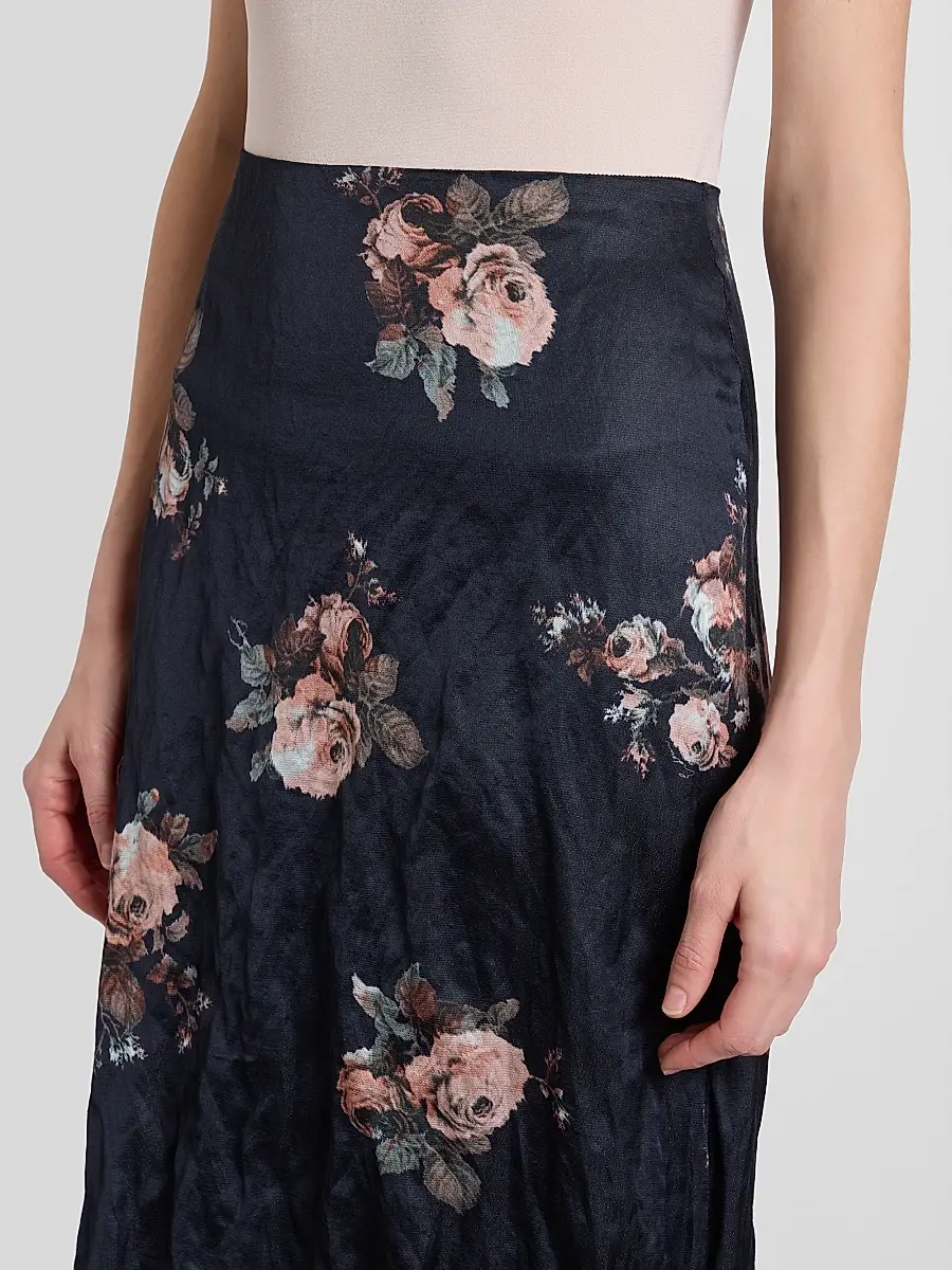 Erdem Women's Draped Floral Crushed Satin Midi Skirt | Thumbnail 5