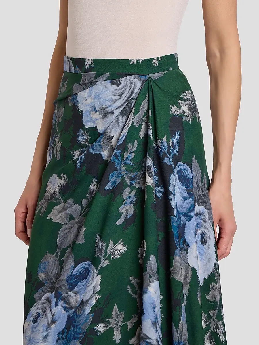 Erdem Women's Draped Floral Crepe Midi Skirt | Thumbnail 5