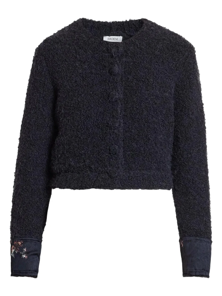 Women's Bouclé Wool-Alpaca-Blend Crewneck Cardigan