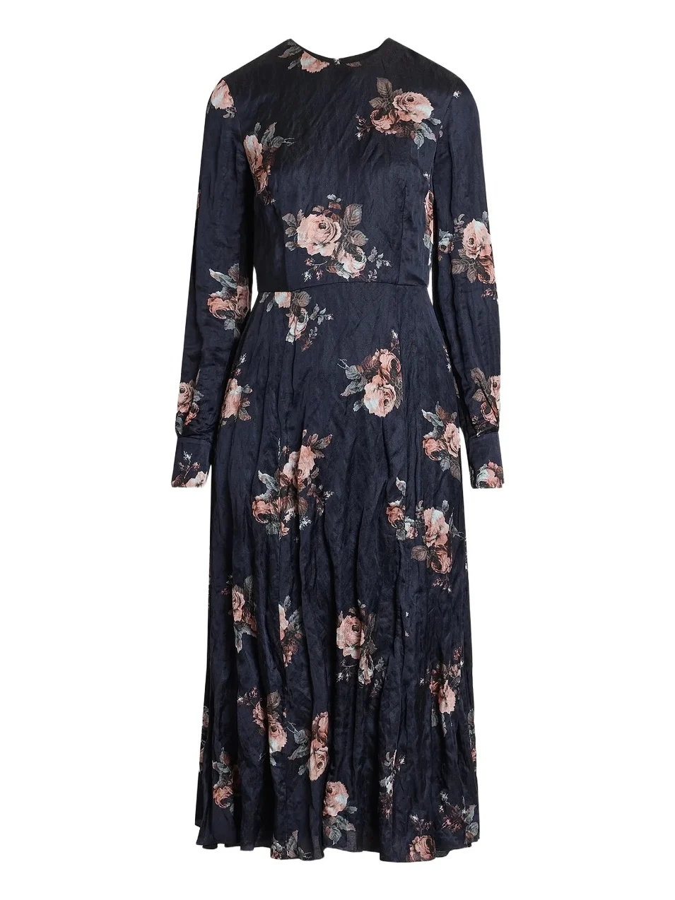 Erdem Women's Floral Crushed Satin Crewneck Midi Dress
