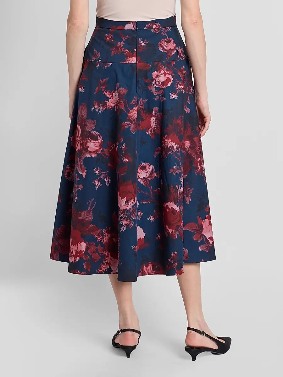 Erdem Women's Floral Cotton A-Line Midi Skirt | Thumbnail 3