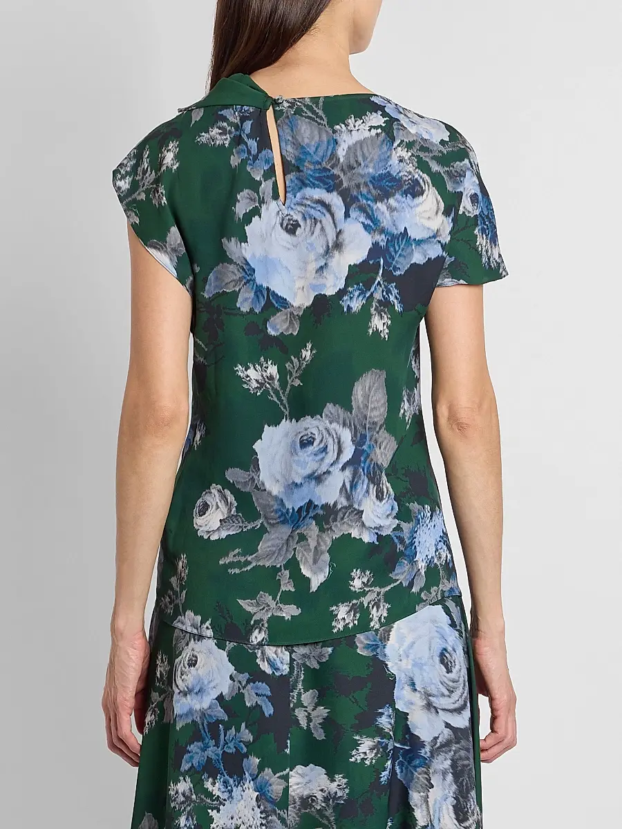 Erdem Women's Draped Floral Crepe Top | Thumbnail 3 Erdem Women's Draped Floral Crepe Top | Thumbnail 3