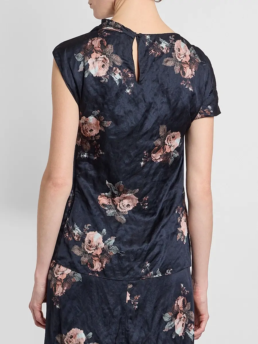 Erdem Women's Draped Floral Crushed Satin Top | Thumbnail 3