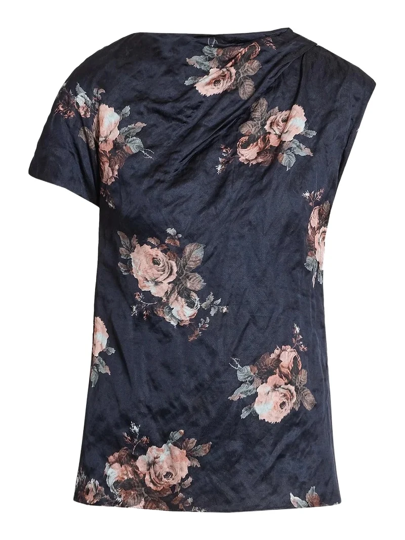 Erdem Women's Draped Floral Crushed Satin Top
