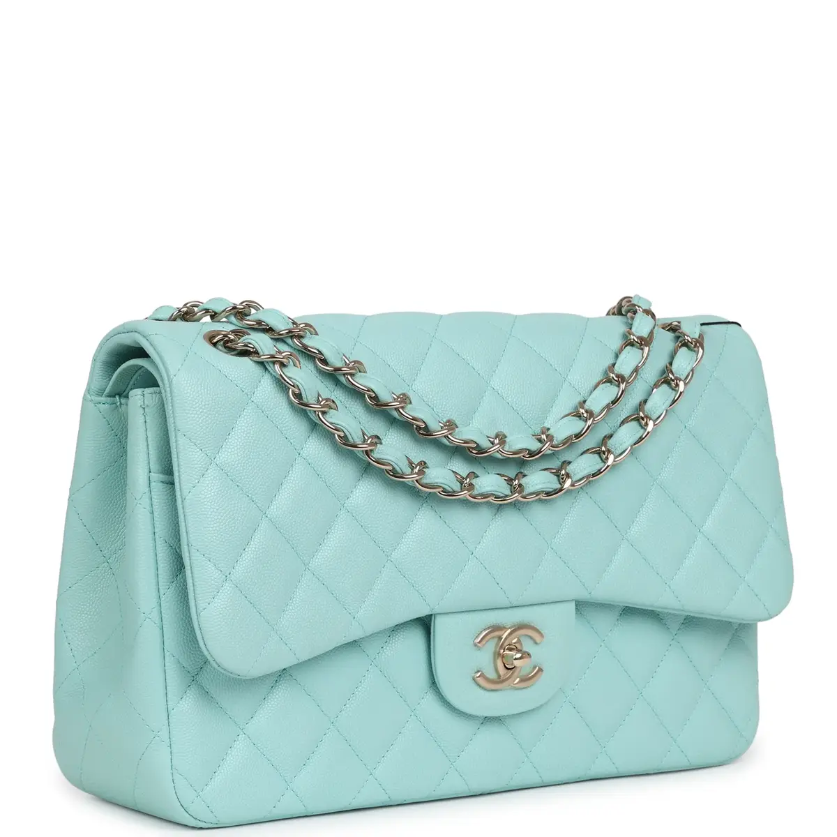 Chanel Chanel Jumbo Classic Double Flap Light Blue Caviar Light Gold Hardware | Thumbnail 2 Chanel Chanel Jumbo Classic Double Flap Light Blue Caviar Light Gold Hardware | Thumbnail 2