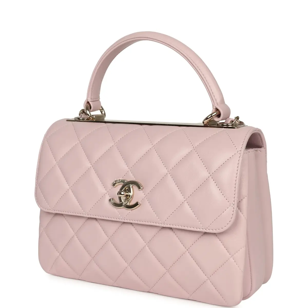 Chanel Chanel Medium Trendy CC Top Handle Flap Light Pink Lambskin Light Gold Hardware | Thumbnail 5 Chanel Chanel Medium Trendy CC Top Handle Flap Light Pink Lambskin Light Gold Hardware | Thumbnail 5