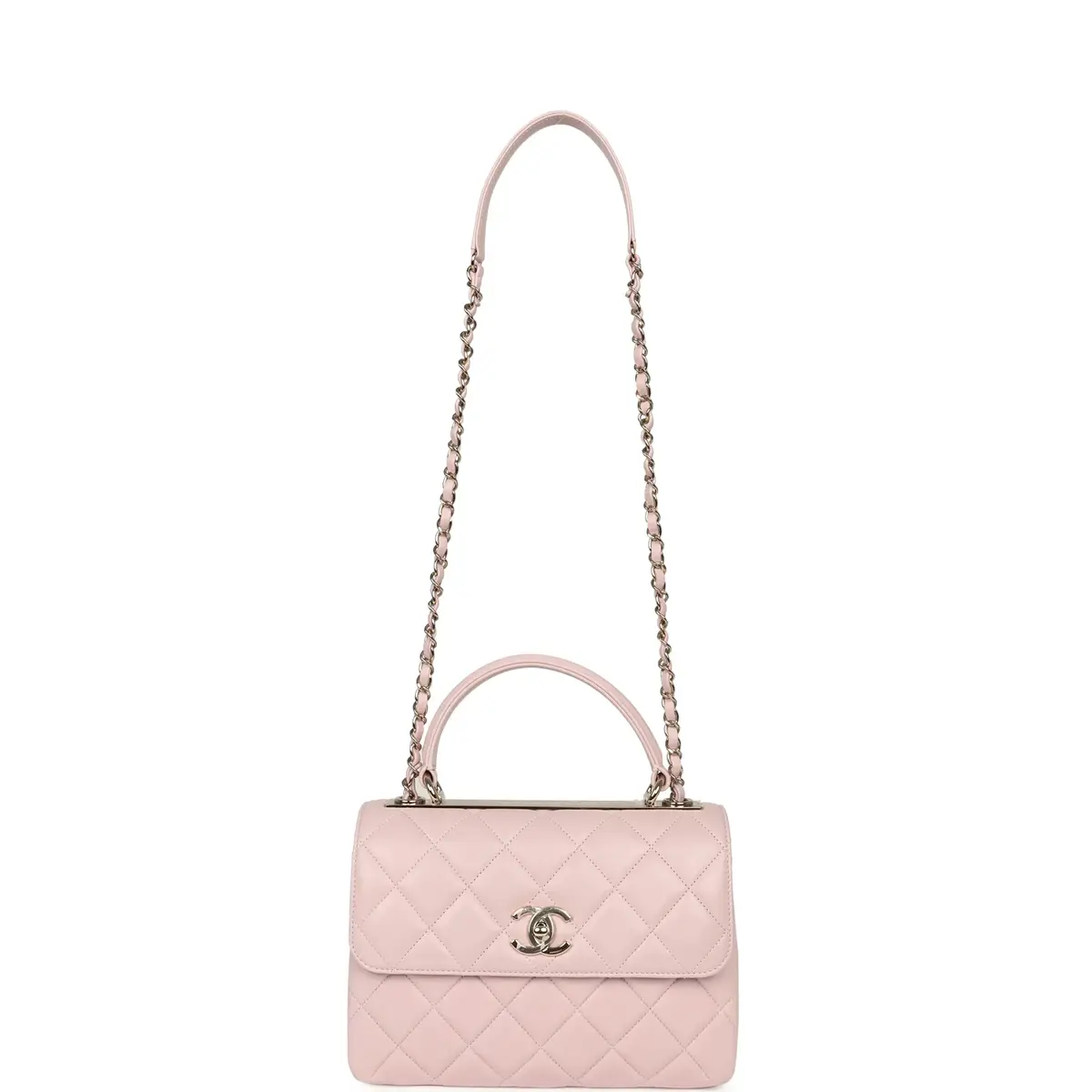 Chanel Chanel Medium Trendy CC Top Handle Flap Light Pink Lambskin Light Gold Hardware | Thumbnail 7 Chanel Chanel Medium Trendy CC Top Handle Flap Light Pink Lambskin Light Gold Hardware | Thumbnail 7