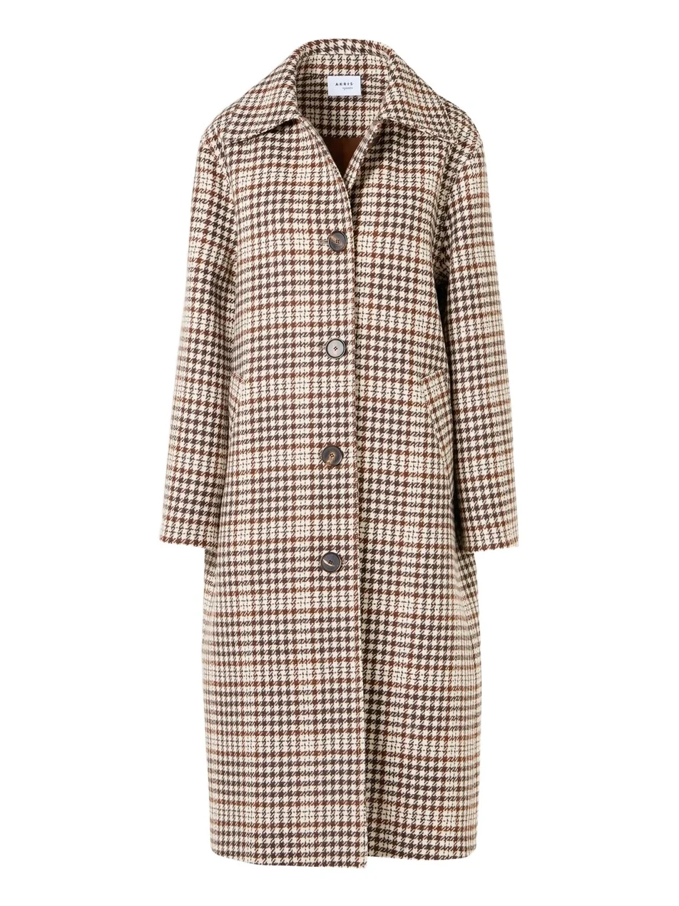 Akris punto Women's Check Wool-Blend Long Coat