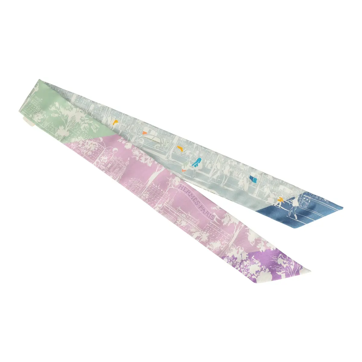 HERMÈS Hermes "A l'Ombre des Boulevards" Blanc, Vert, Mauve Multi Silk | Thumbnail 2 HERMÈS Hermes "A l'Ombre des Boulevards" Blanc, Vert, Mauve Multi Silk | Thumbnail 2