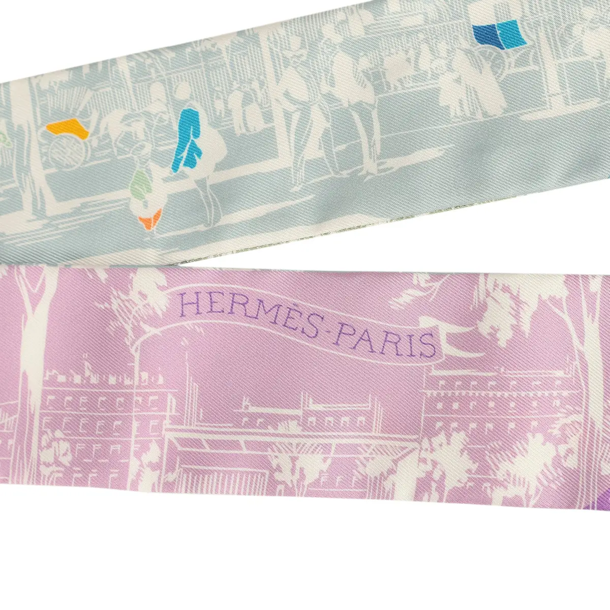 HERMÈS Hermes "A l'Ombre des Boulevards" Blanc, Vert, Mauve Multi Silk | Thumbnail 3 HERMÈS Hermes "A l'Ombre des Boulevards" Blanc, Vert, Mauve Multi Silk | Thumbnail 3