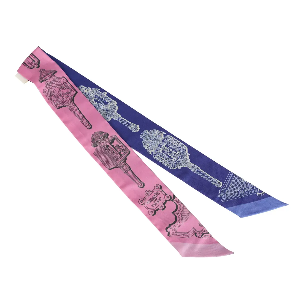 HERMÈS Hermes "Merveilleuses Lantern" Rose Bon Bon, Indigo Multi Silk | Thumbnail 2 HERMÈS Hermes "Merveilleuses Lantern" Rose Bon Bon, Indigo Multi Silk | Thumbnail 2