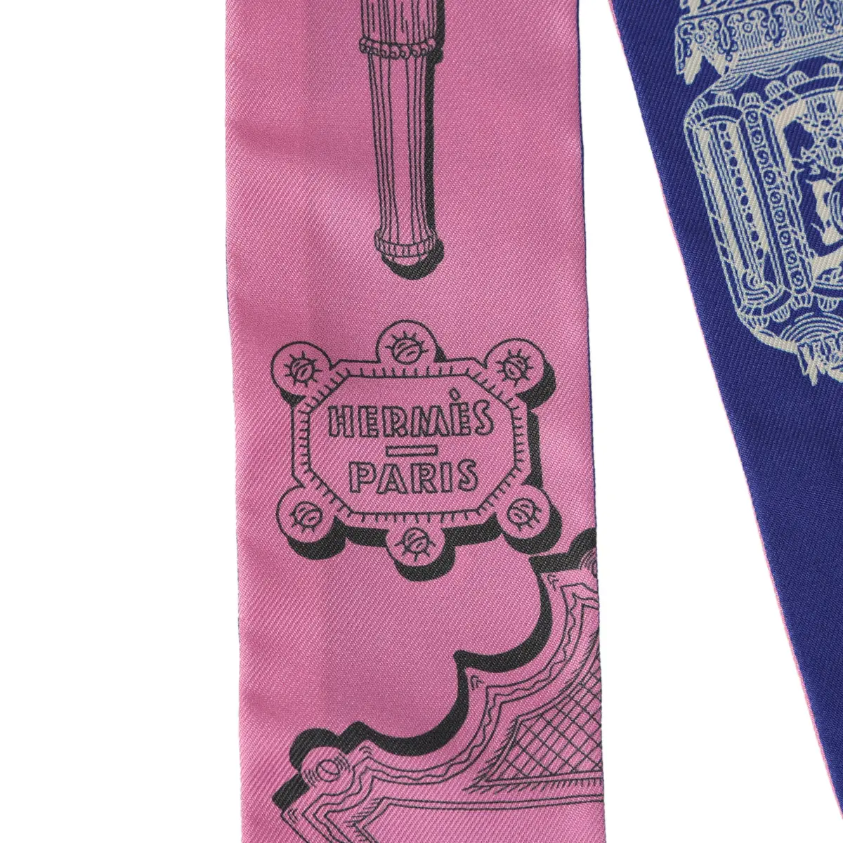 HERMÈS Hermes "Merveilleuses Lantern" Rose Bon Bon, Indigo Multi Silk | Thumbnail 3 HERMÈS Hermes "Merveilleuses Lantern" Rose Bon Bon, Indigo Multi Silk | Thumbnail 3