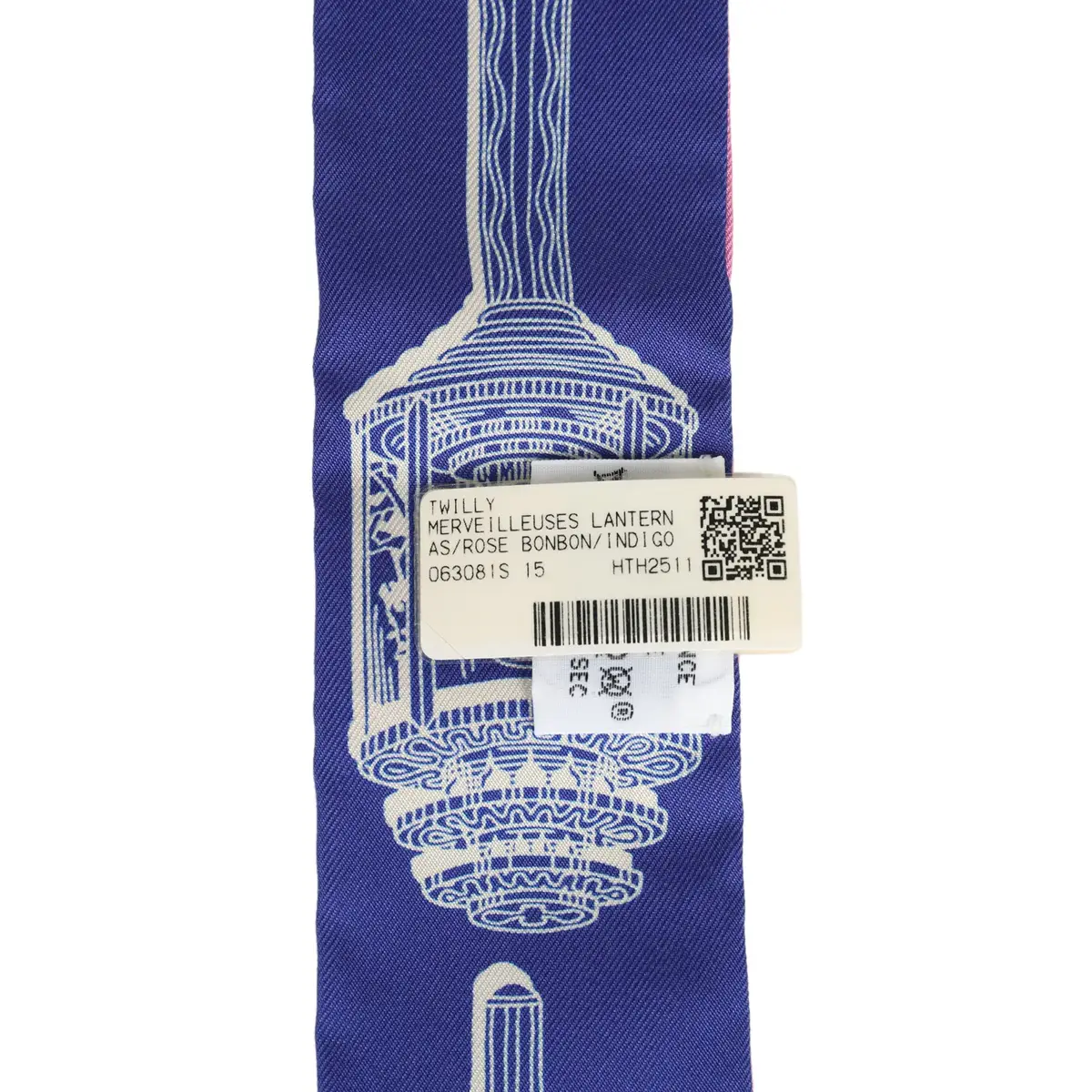 HERMÈS Hermes "Merveilleuses Lantern" Rose Bon Bon, Indigo Multi Silk | Thumbnail 4 HERMÈS Hermes "Merveilleuses Lantern" Rose Bon Bon, Indigo Multi Silk | Thumbnail 4