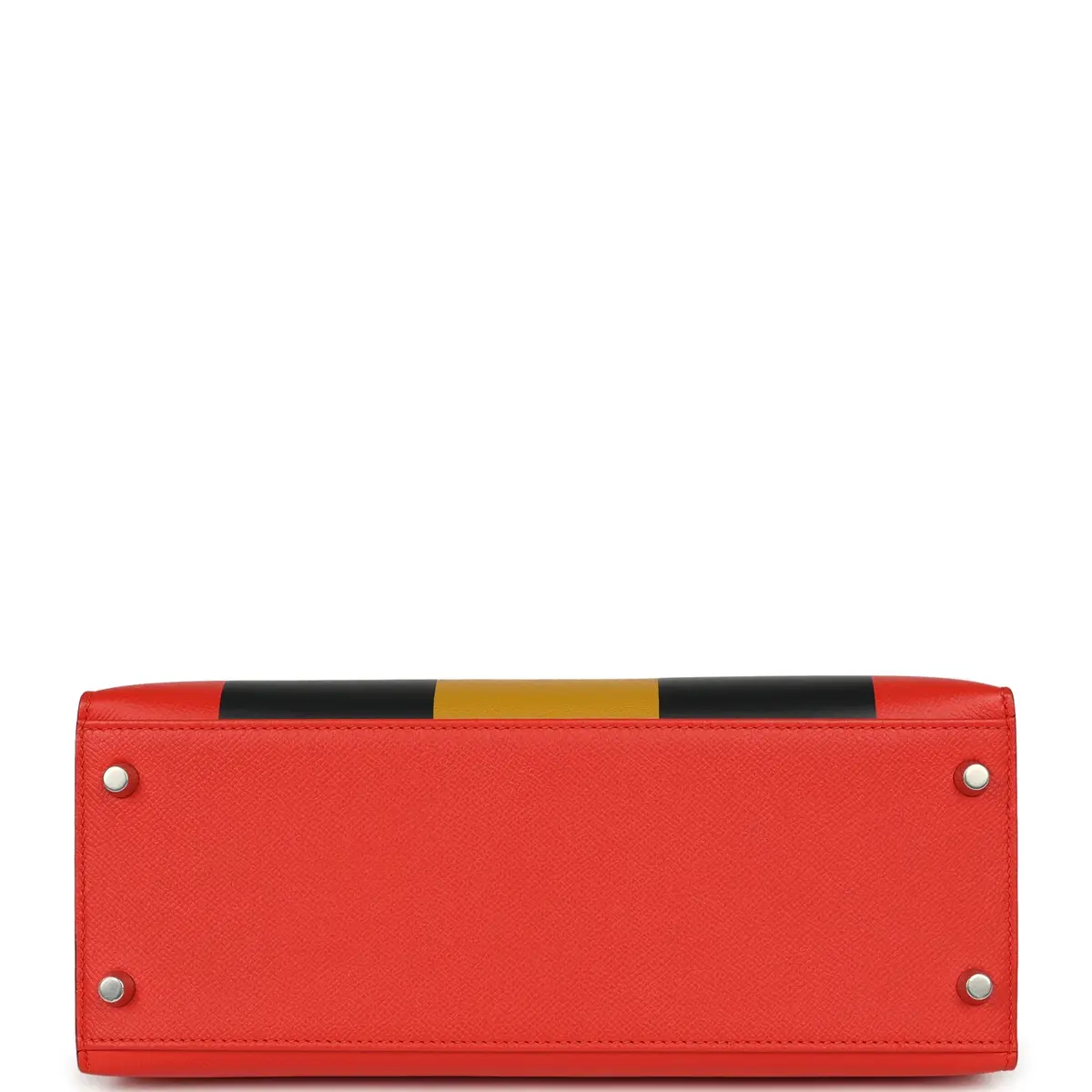 HERMÈS Hermes Kellygraphie Kelly Sellier 28 "Lettre M" Capucine, Bleu Obscur, Jaune Ambre Epsom, Sombrero, Chevre Mysore Palladium Hardware | Thumbnail 6 HERMÈS Hermes Kellygraphie Kelly Sellier 28 "Lettre M" Capucine, Bleu Obscur, Jaune Ambre Epsom, Sombrero, Chevre Mysore Palladium Hardware | Thumbnail 6