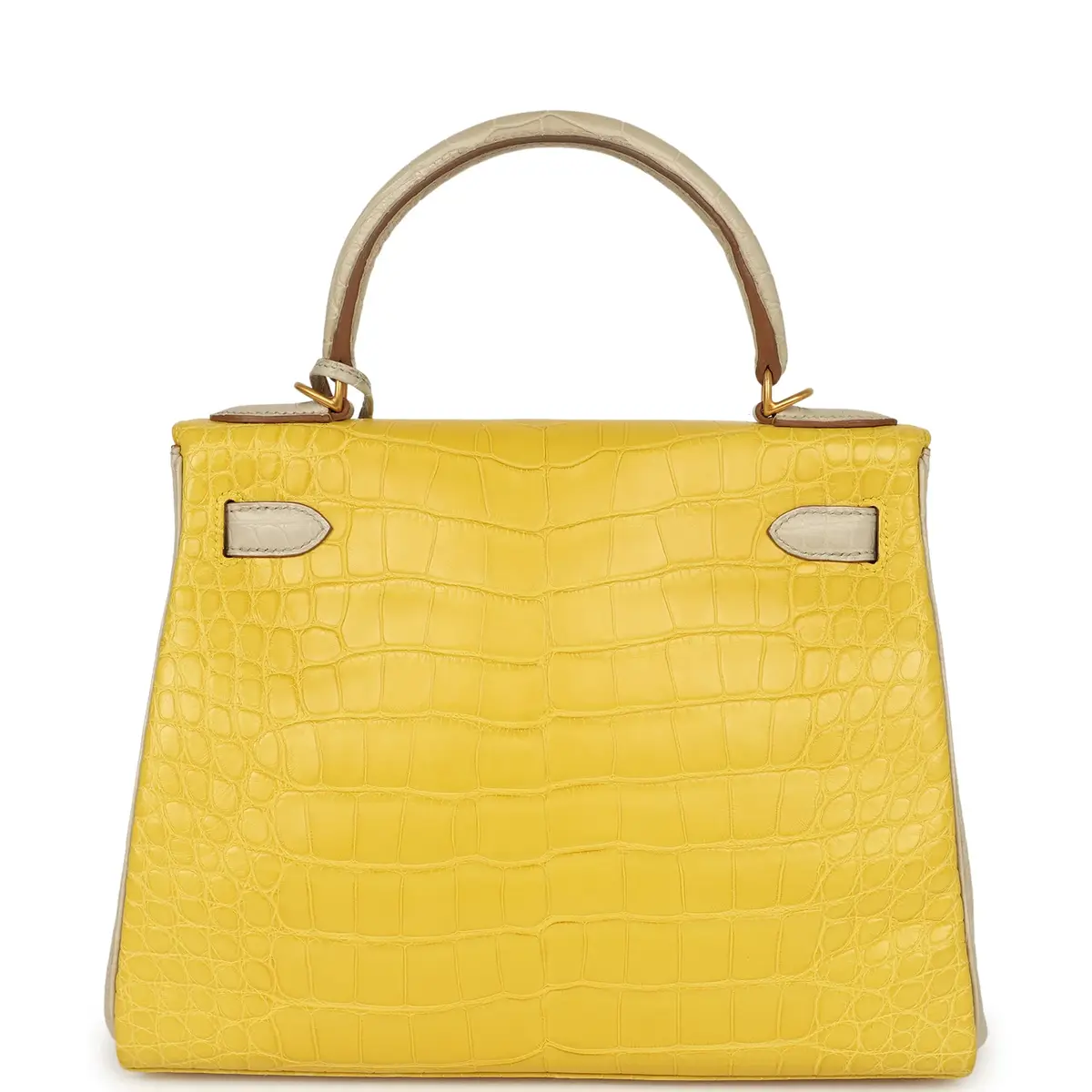 HERMÈS Hermes Special Order (HSS) Kelly Retourne 28 Mimosa, Beton Matte Alligator Brushed Gold Hardware | Thumbnail 4 HERMÈS Hermes Special Order (HSS) Kelly Retourne 28 Mimosa, Beton Matte Alligator Brushed Gold Hardware | Thumbnail 4