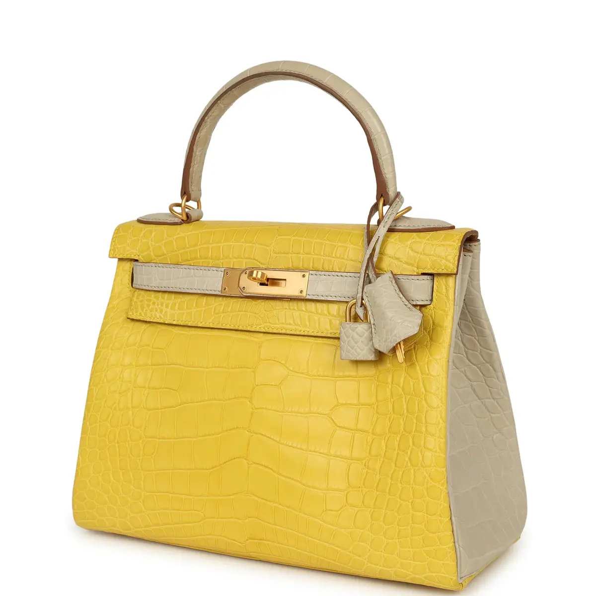 HERMÈS Hermes Special Order (HSS) Kelly Retourne 28 Mimosa, Beton Matte Alligator Brushed Gold Hardware | Thumbnail 5 HERMÈS Hermes Special Order (HSS) Kelly Retourne 28 Mimosa, Beton Matte Alligator Brushed Gold Hardware | Thumbnail 5