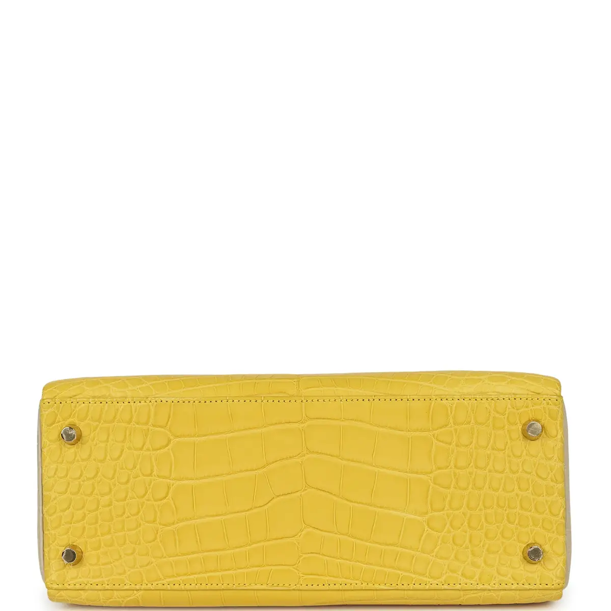 HERMÈS Hermes Special Order (HSS) Kelly Retourne 28 Mimosa, Beton Matte Alligator Brushed Gold Hardware | Thumbnail 6 HERMÈS Hermes Special Order (HSS) Kelly Retourne 28 Mimosa, Beton Matte Alligator Brushed Gold Hardware | Thumbnail 6