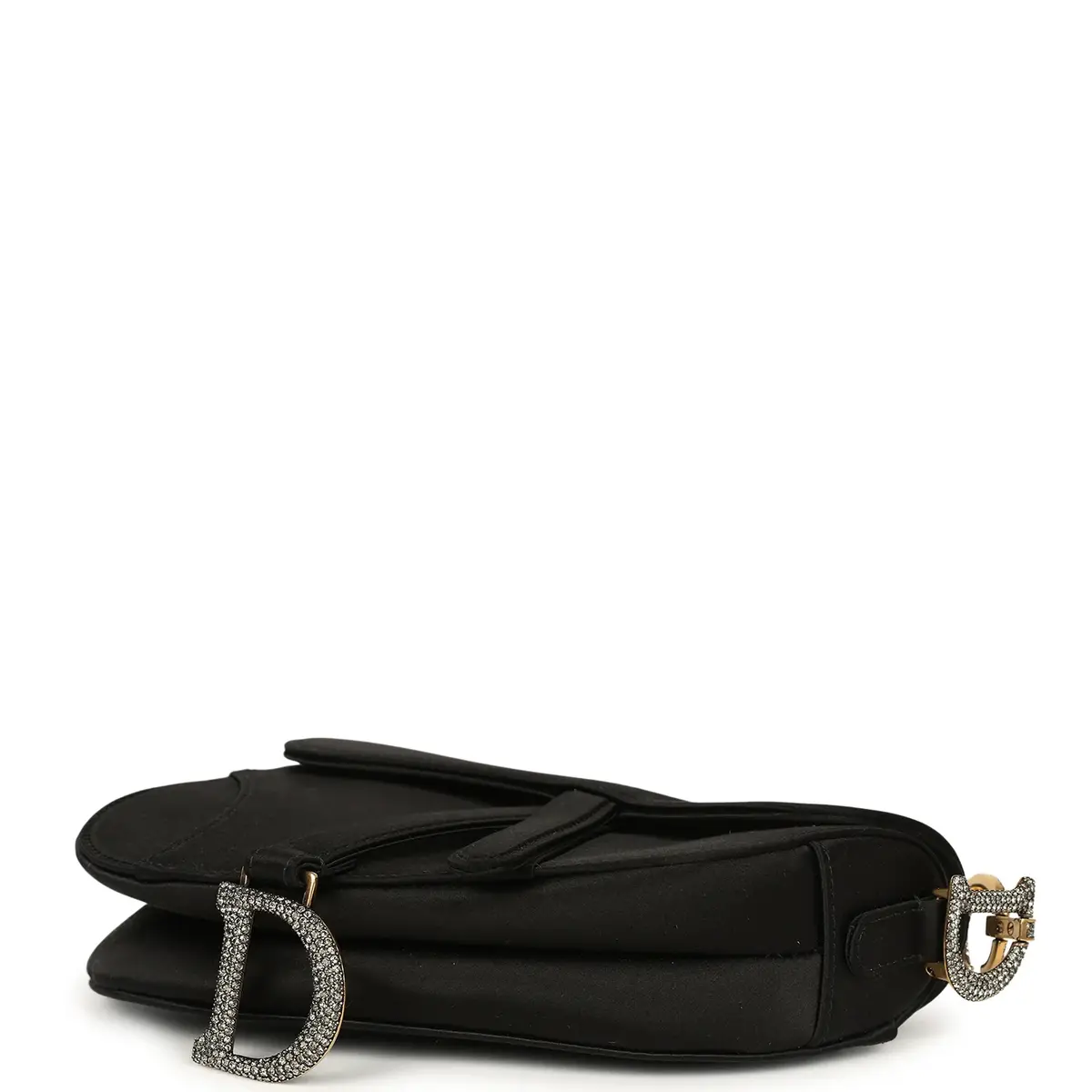 Dior Pre-owned Christian Dior Mini Saddle Bag Black Satin, Crystals Gold Hardware | Thumbnail 7 Dior Pre-owned Christian Dior Mini Saddle Bag Black Satin, Crystals Gold Hardware | Thumbnail 7