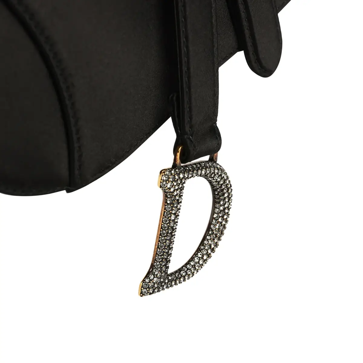 Dior Pre-owned Christian Dior Mini Saddle Bag Black Satin, Crystals Gold Hardware | Thumbnail 9 Dior Pre-owned Christian Dior Mini Saddle Bag Black Satin, Crystals Gold Hardware | Thumbnail 9