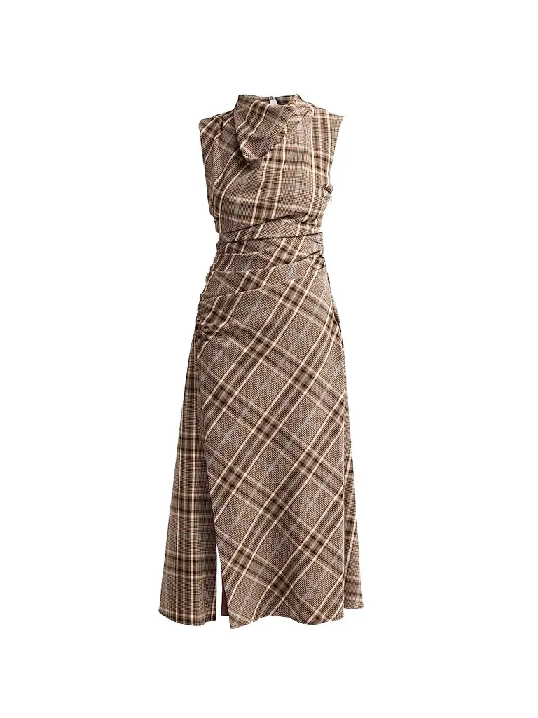 Women's Burke Plaid Ruched Midi Dress