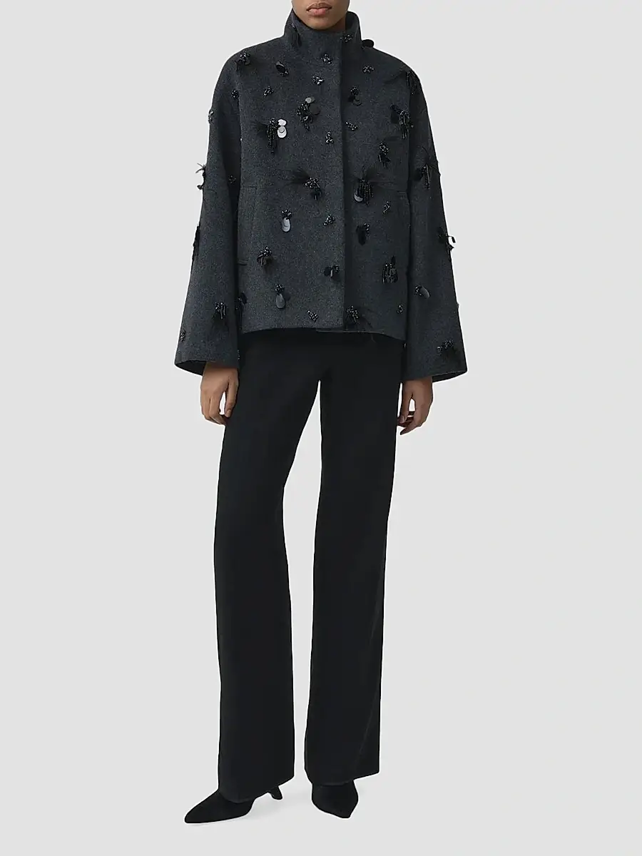 Simkhai Women's Siena Embellished Wool-Blend Jacket | Thumbnail 2 Simkhai Women's Siena Embellished Wool-Blend Jacket | Thumbnail 2