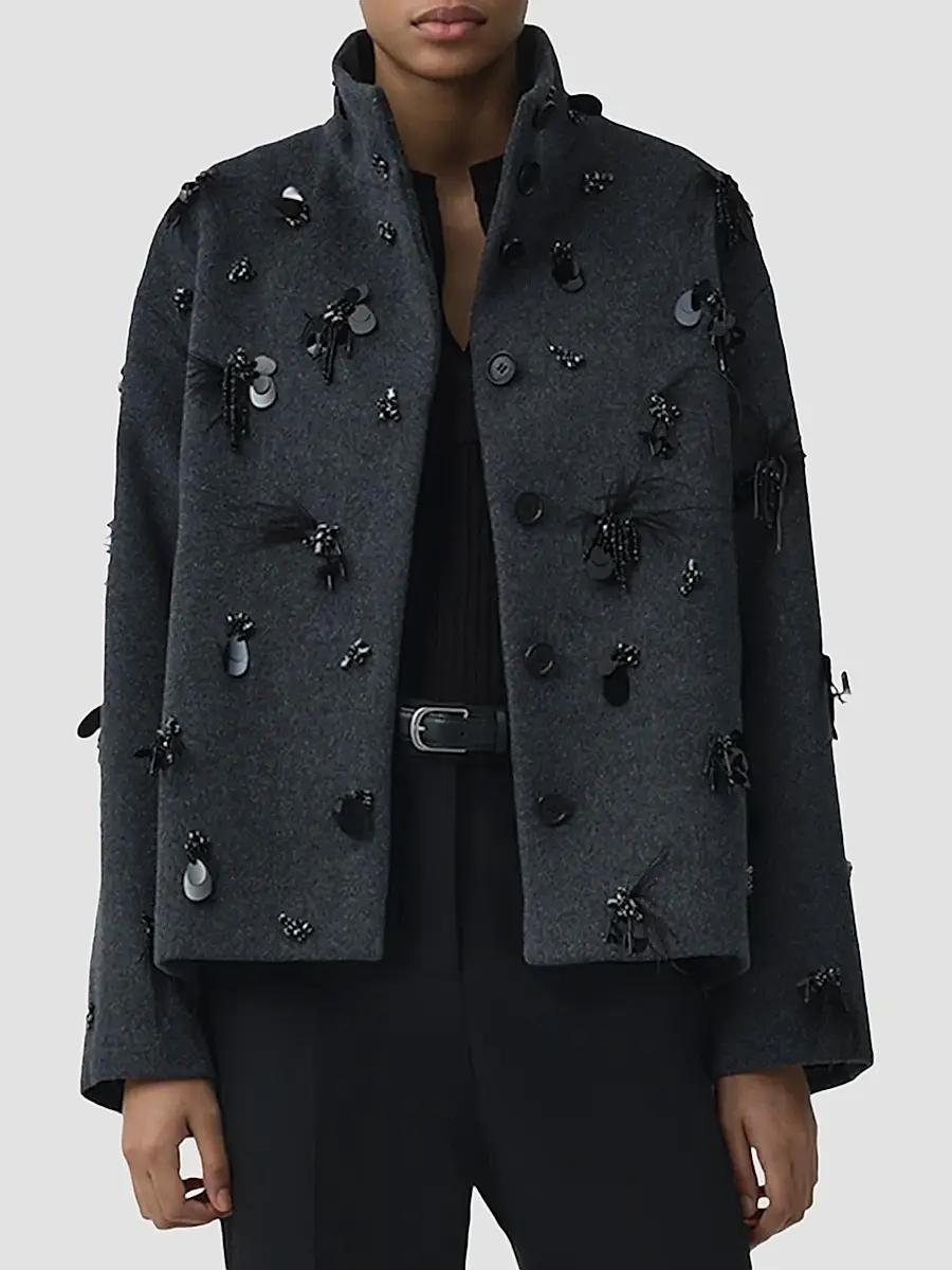 Simkhai Women's Siena Embellished Wool-Blend Jacket | Thumbnail 4 Simkhai Women's Siena Embellished Wool-Blend Jacket | Thumbnail 4