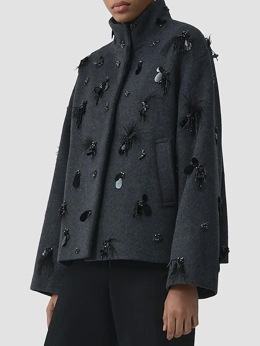 Simkhai Women's Siena Embellished Wool-Blend Jacket | Thumbnail 6 Simkhai Women's Siena Embellished Wool-Blend Jacket | Thumbnail 6