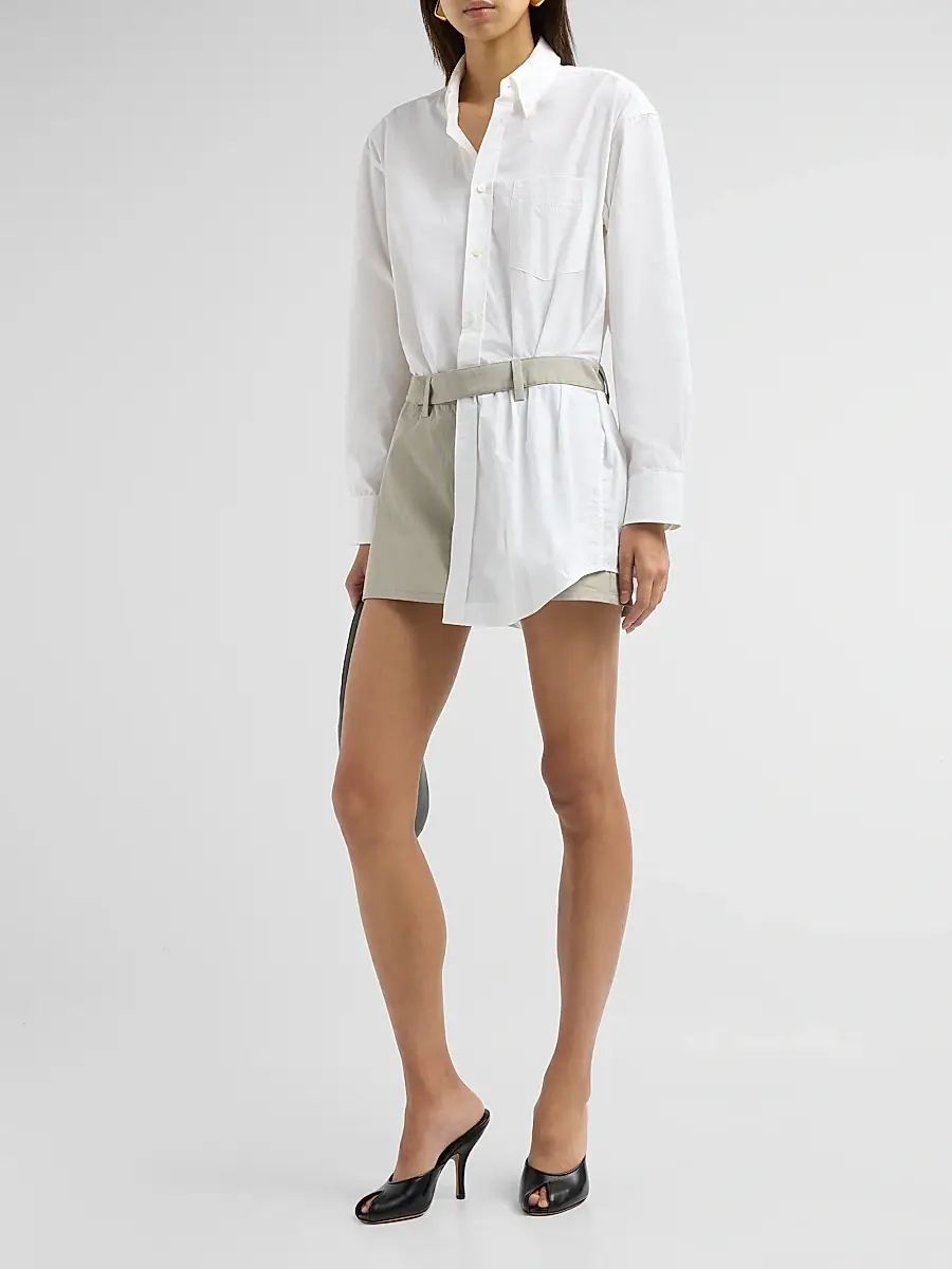 Alexander Wang Women's Tucked Shirt Cotton Romper | Thumbnail 2