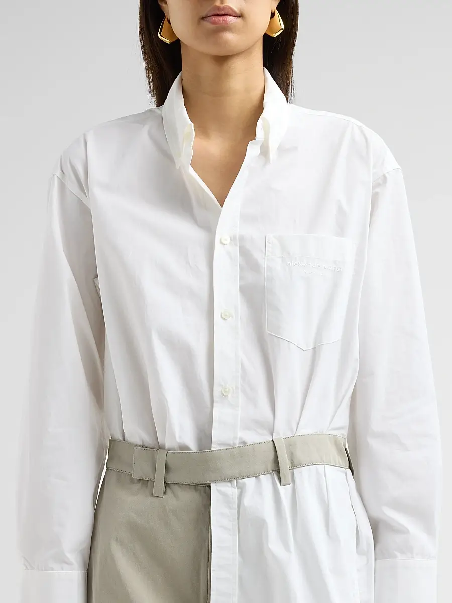 Alexander Wang Women's Tucked Shirt Cotton Romper | Thumbnail 5