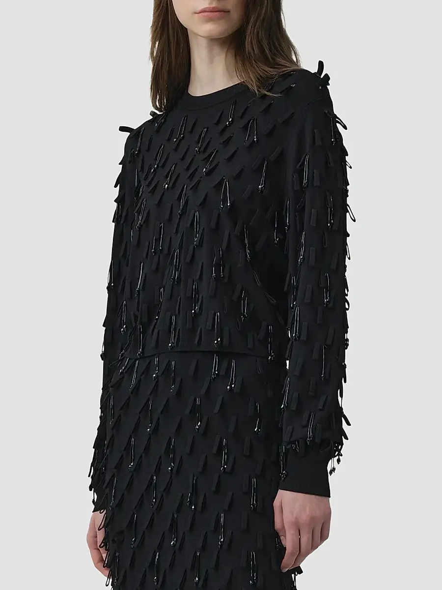 Simkhai Women's Myra Fringe Long-Sleeve Sweater | Thumbnail 4 Simkhai Women's Myra Fringe Long-Sleeve Sweater | Thumbnail 4