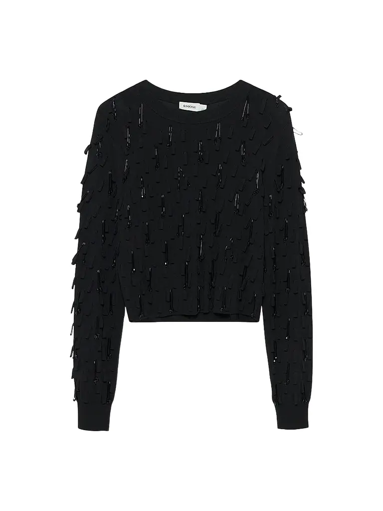Simkhai Women's Myra Fringe Long-Sleeve Sweater