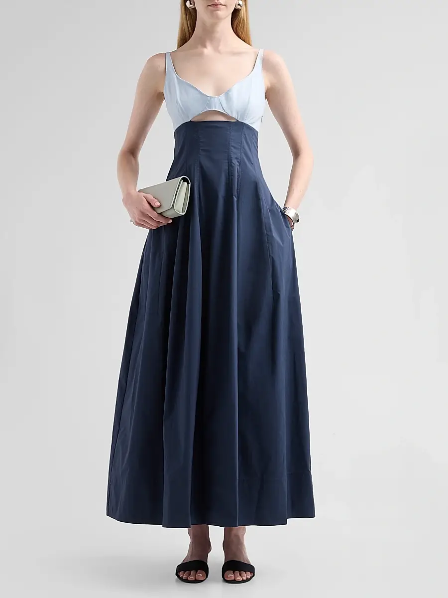 Simkhai Women's Maddy Cotton-Blend Cut-Out Midi Dress | Thumbnail 2