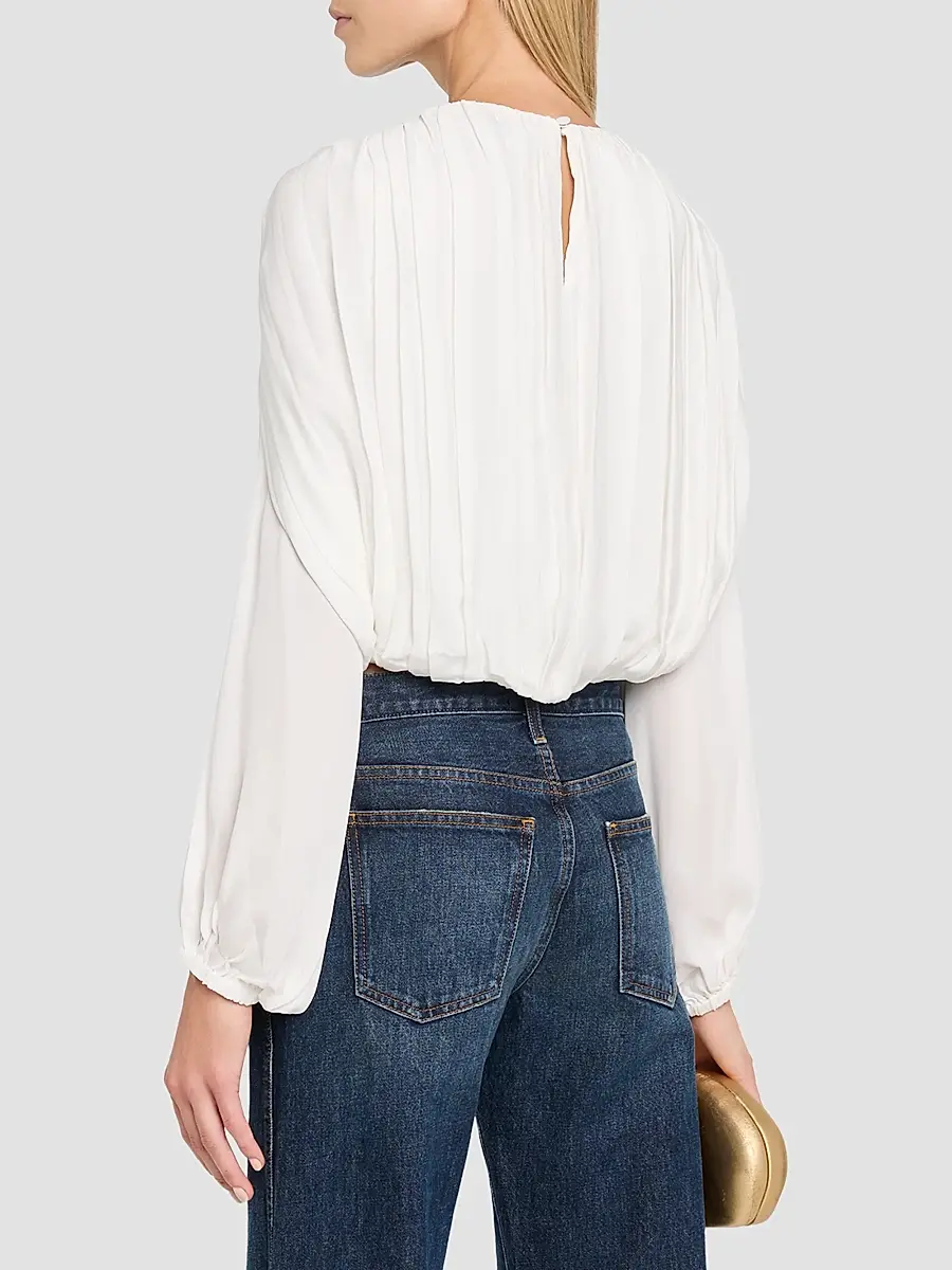 Simkhai Women's Frida Pleated Silk Top | Thumbnail 3 Simkhai Women's Frida Pleated Silk Top | Thumbnail 3