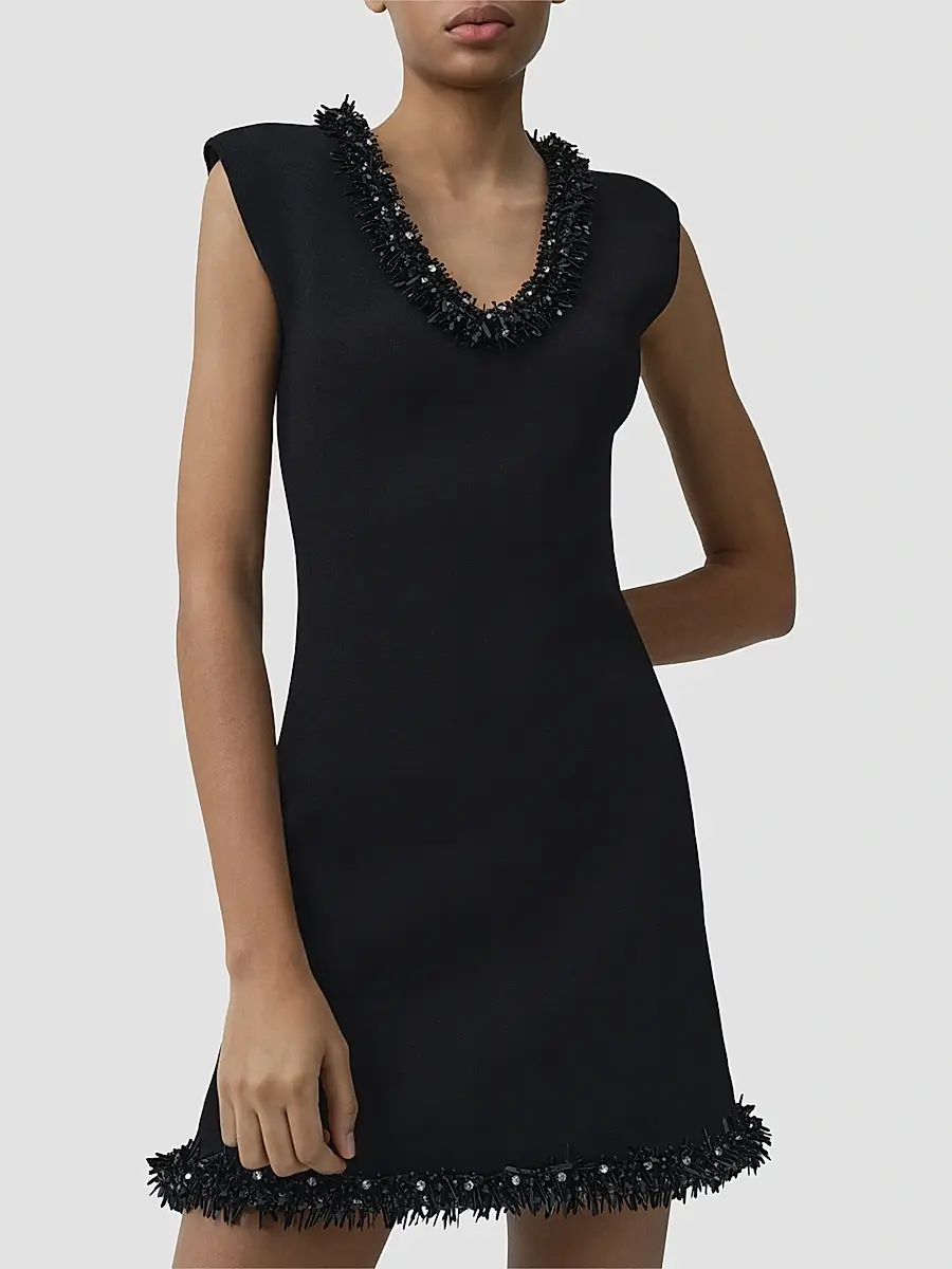 Simkhai Women's Suki Embellished Sequin V-Neck Mini Dress | Thumbnail 4 Simkhai Women's Suki Embellished Sequin V-Neck Mini Dress | Thumbnail 4