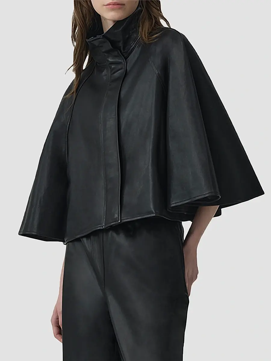 Simkhai Women's Orvik Leather Cape Jacket | Thumbnail 4 Simkhai Women's Orvik Leather Cape Jacket | Thumbnail 4