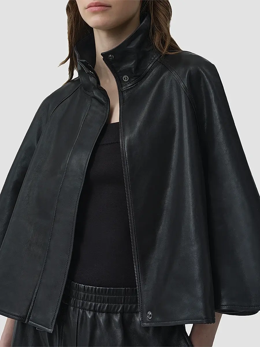 Simkhai Women's Orvik Leather Cape Jacket | Thumbnail 5 Simkhai Women's Orvik Leather Cape Jacket | Thumbnail 5