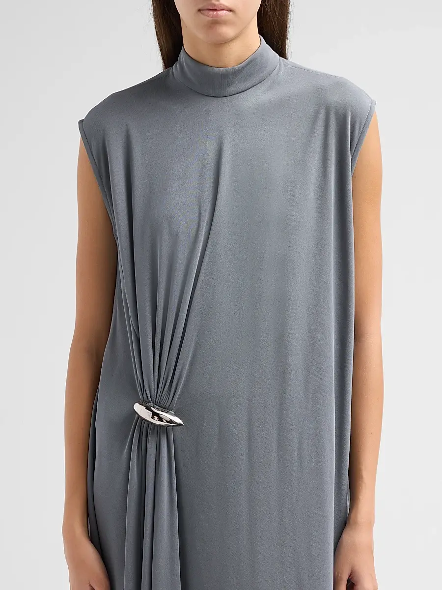 Bottega Veneta Women's Jersey Crêpe Brooch Asymmetric Midi Dress | Thumbnail 5 Bottega Veneta Women's Jersey Crêpe Brooch Asymmetric Midi Dress | Thumbnail 5