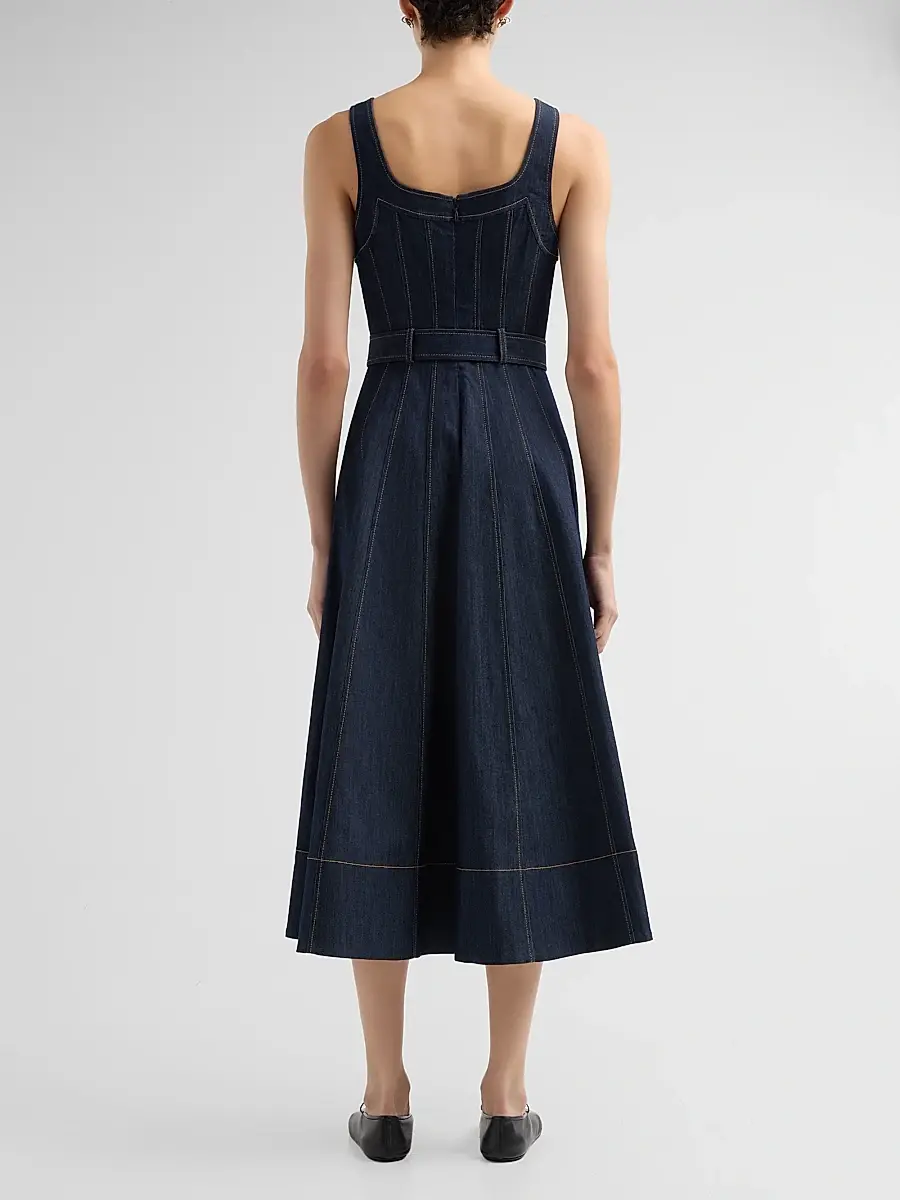 Cinq à Sept Women's Cambree Denim A-Line Belted Midi-Dress | Thumbnail 3 Cinq à Sept Women's Cambree Denim A-Line Belted Midi-Dress | Thumbnail 3