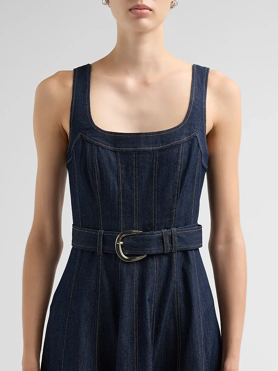 Cinq à Sept Women's Cambree Denim A-Line Belted Midi-Dress | Thumbnail 5 Cinq à Sept Women's Cambree Denim A-Line Belted Midi-Dress | Thumbnail 5