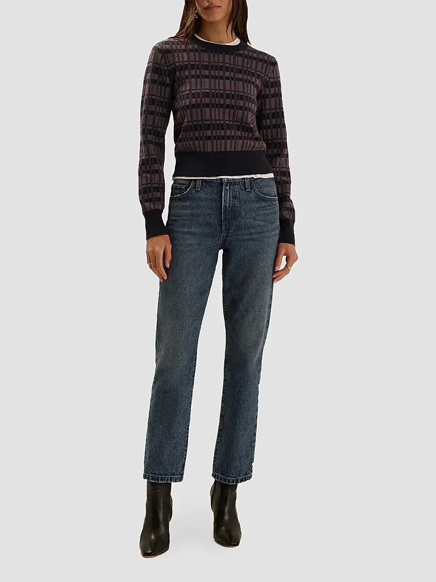 Favorite Daughter Women's Henry Plaid Knit Crewneck Sweater | Thumbnail 2 Favorite Daughter Women's Henry Plaid Knit Crewneck Sweater | Thumbnail 2