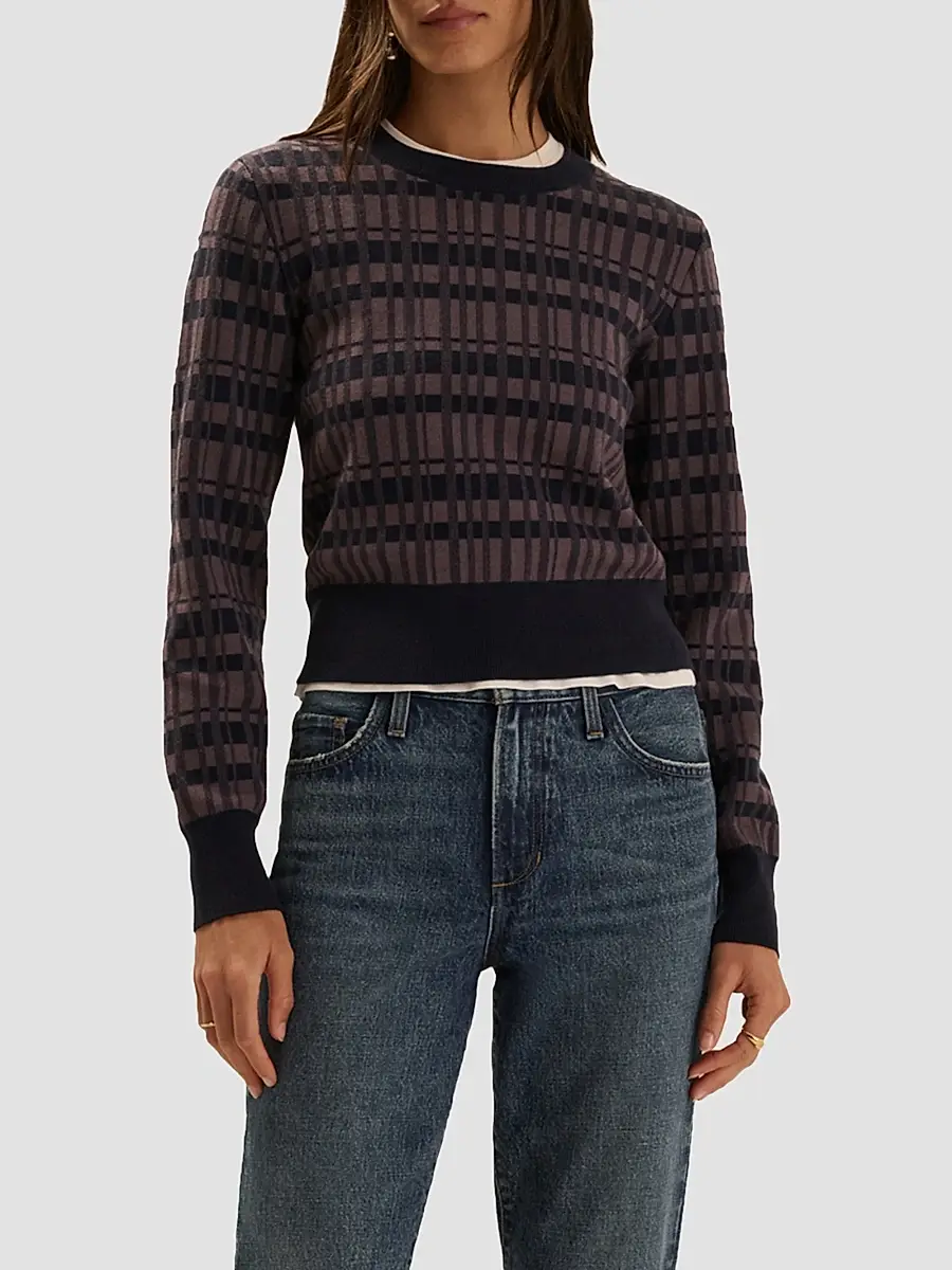 Favorite Daughter Women's Henry Plaid Knit Crewneck Sweater | Thumbnail 4 Favorite Daughter Women's Henry Plaid Knit Crewneck Sweater | Thumbnail 4