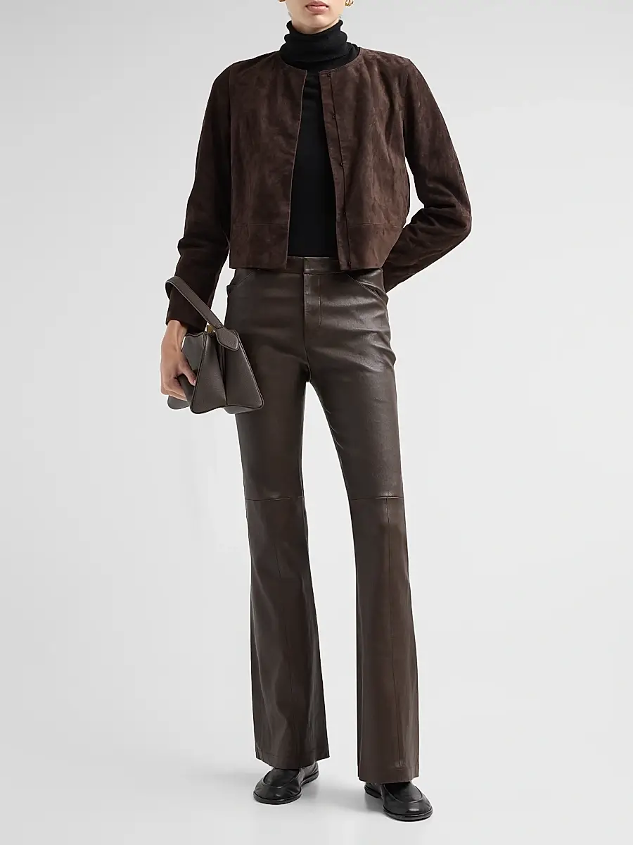 Vince Women's Mid-Rise Stretch-Leather Flare Pants | Thumbnail 2 Vince Women's Mid-Rise Stretch-Leather Flare Pants | Thumbnail 2